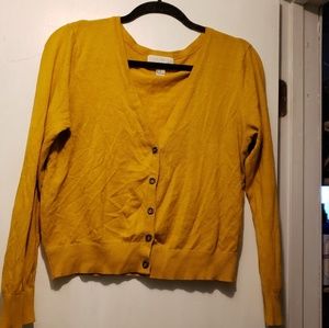 Yellow button up cardigan